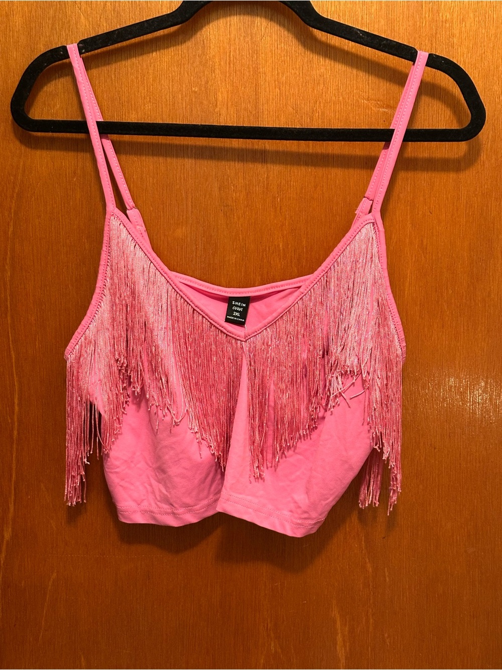 NWT SHEIN Hot Pink Fringe Crop Cami